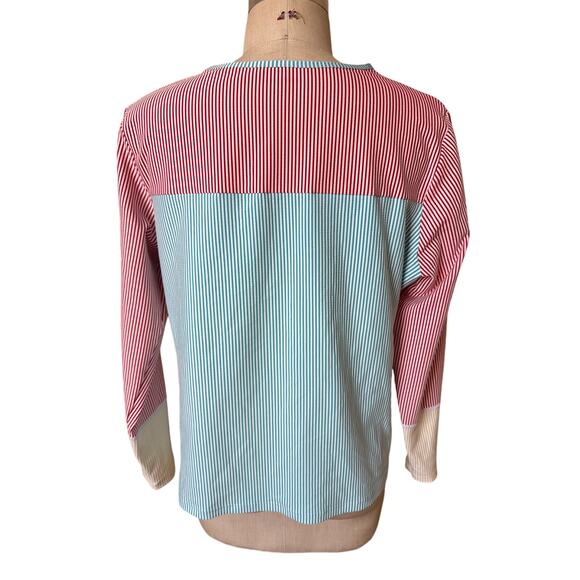 Lands' End Seersucker Crew Neck Long Sleeve Rash Guard UPF 50 Size XL X-Large - Picture 3 of 5